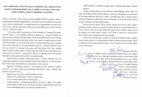 Održan Okrugli stol sa temom „Odluka Ustavnog suda Republike Hrvatske broj U-I-4089/2020 od 7. veljače 2023. o ukidanju Zakona o izbornim jedinicama za izbor zastupnika u Zastupnički dom Hrvatskog državnog sabora: temeljni razlozi ukidanja i smjernice u izradi novog zakona“