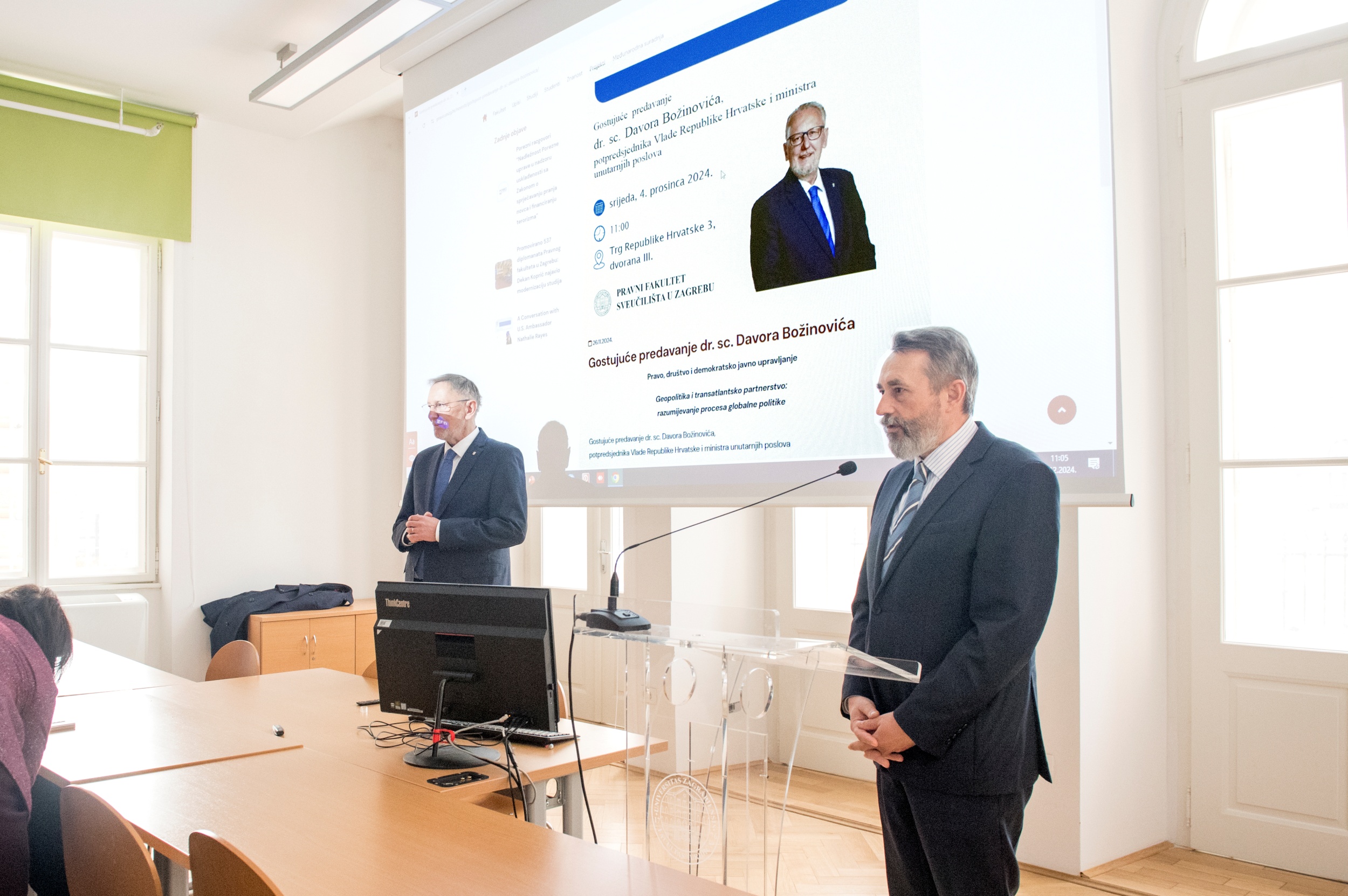 Potpredsjednik Vlade Davor Božinović održao predavanje na Pravnom fakultetu Sveučilišta u Zagrebu