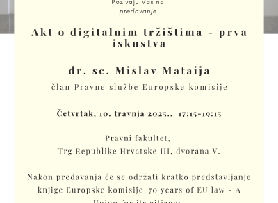 Predavanje “Akt o digitalnim tržištima – prva iskustva”