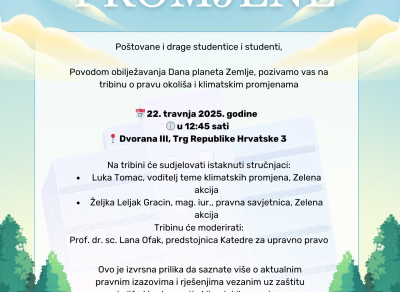 Poziv na tribinu: Pravo okoliša i klimatske promjene