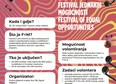 POZIV STUDENTIMA PRAVNOG FAKULTETA U ZAGREBU NA VOLONTIRANJE – 23. FESTIVAL JEDNAKIH MOGUĆNOSTI – Nagrađujemo sudjelovanje!