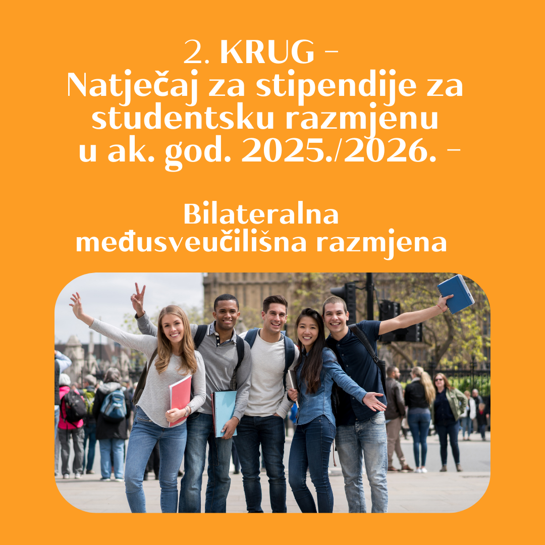 2. KRUG – Natječaj za stipendije za studentsku razmjenu u ak. god. 2025./2026. – Bilateralna međusveučilišna razmjena