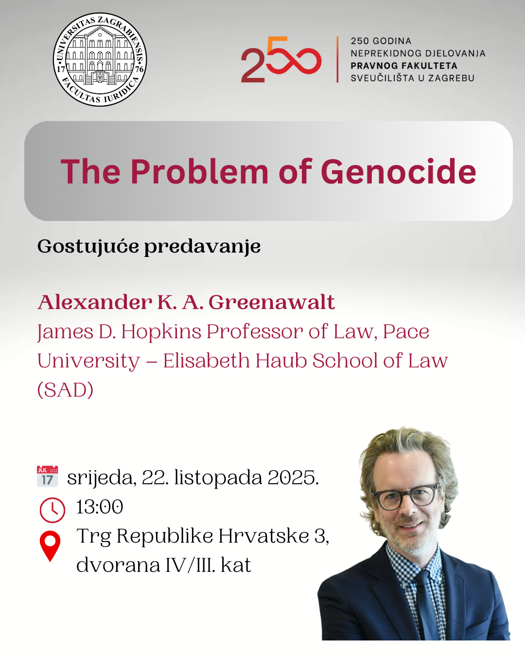 Poziv na gostujuće predavanje – The Problem of Genocide