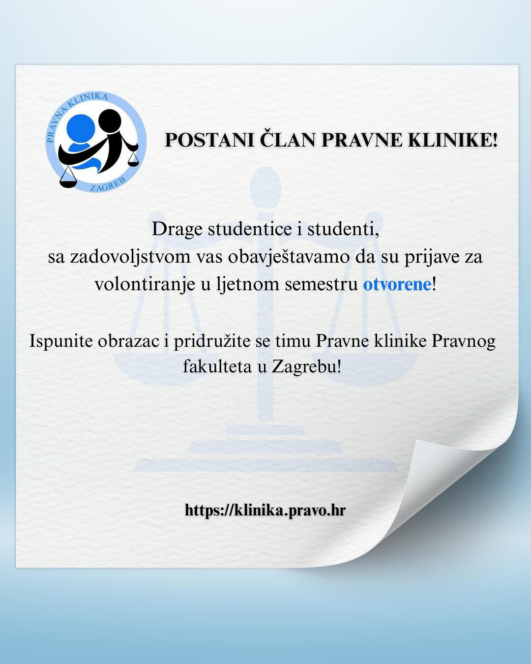 Pravna klinika – prijem nove generacije