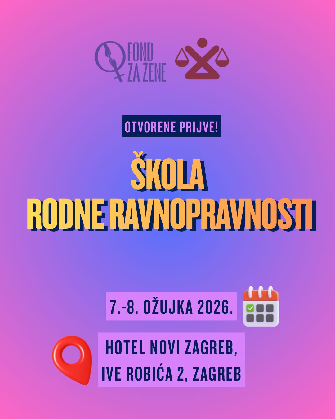 Poziv na prijave za sudjelovanje u Školi rodne ravnopravnosti Hrvatske udruga žena u pravnoj profesiji