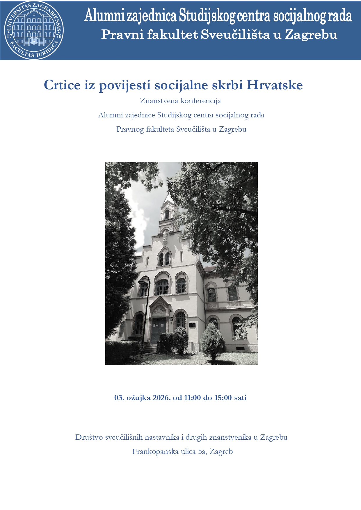 Održana konferencija Alumni zajednice Studijskog centra socijalnog rada „Crtice iz povijesti socijalne skrbi Hrvatske“
