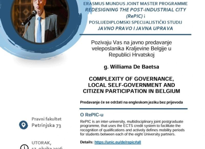 Poziv na javno predavanje: Veleposlanik Kraljevine Belgije na Pravnom fakultetu