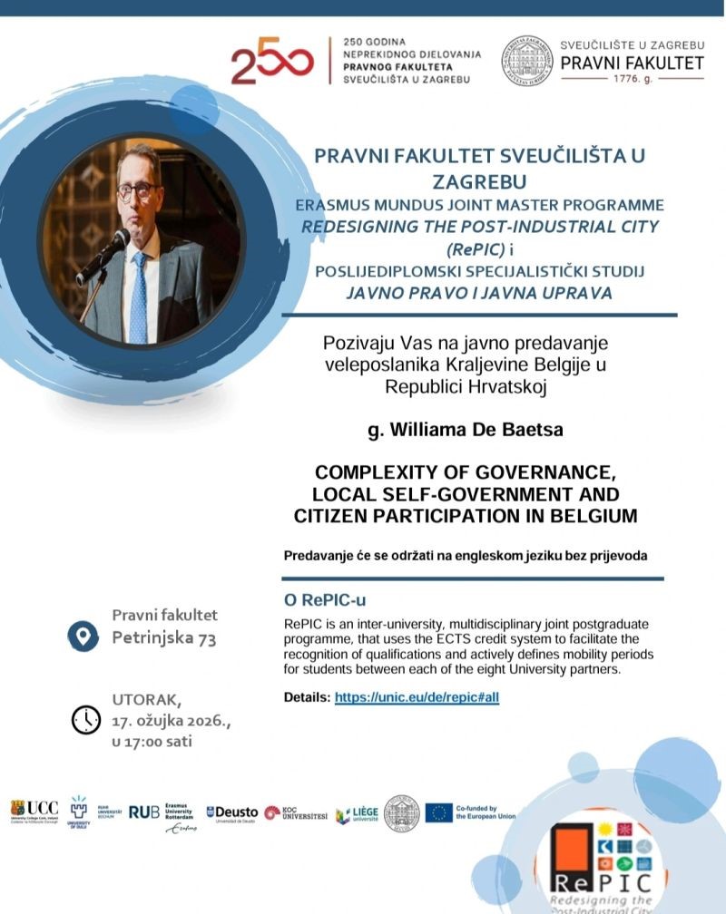 Poziv na javno predavanje: Veleposlanik Kraljevine Belgije na Pravnom fakultetu