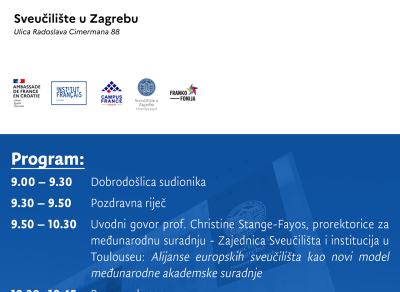 Poziv na Francusko-hrvatski dan sveučilišne suradnje i poslovne mobilnosti – utorak, 24. ožujka 2026. (Rektorat Sveučilišta u Zagrebu)