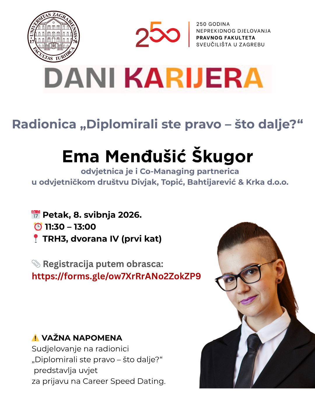 Poziv na radionicu „Diplomirali ste pravo – što dalje?“