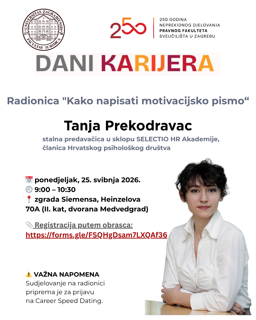 POZIV NA RADIONICU  Kako napisati motivacijsko pismo – Dani karijera SCSR-a