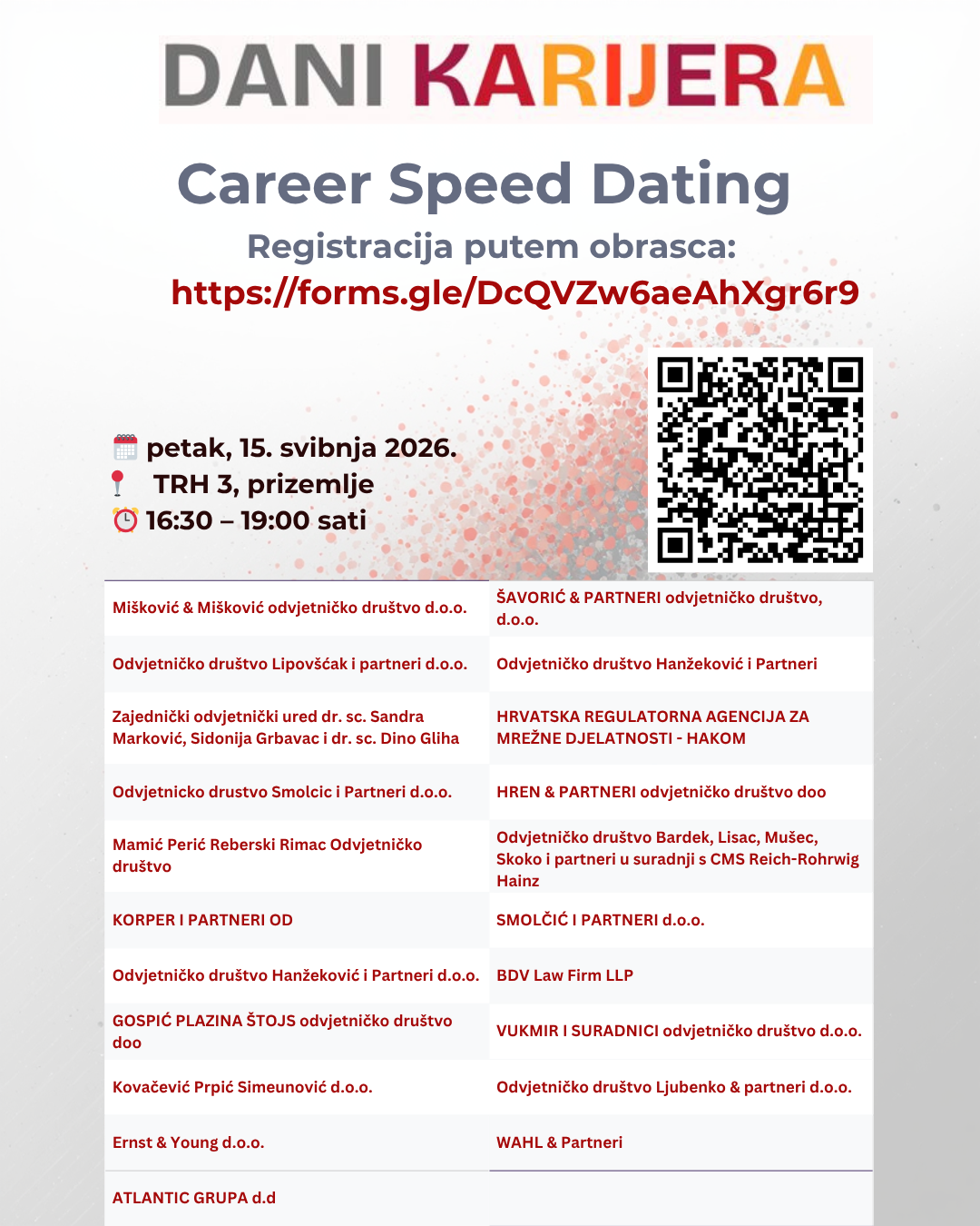 Poziv na Career Speed Dating: prilika za razgovor s poslodavcima
