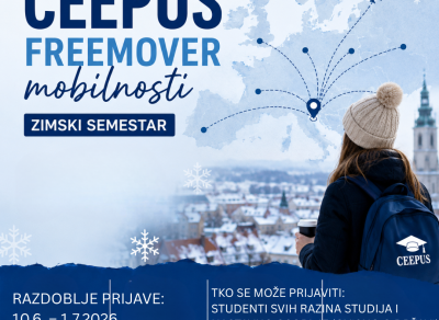 Otvoren natječaj za freemover mobilnosti u zimskom semestru za ak. god. 2026./2027.