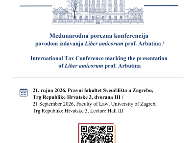Međunarodna porezna konferencija povodom objave knjige Suvremeni trendovi i izazovi fiskalne politike: Liber amicorum Hrvoje Arbutina