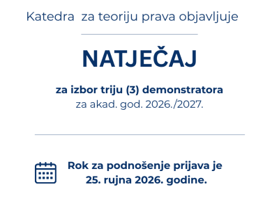 NATJEČAJ za izbor triju (3) demonstratora