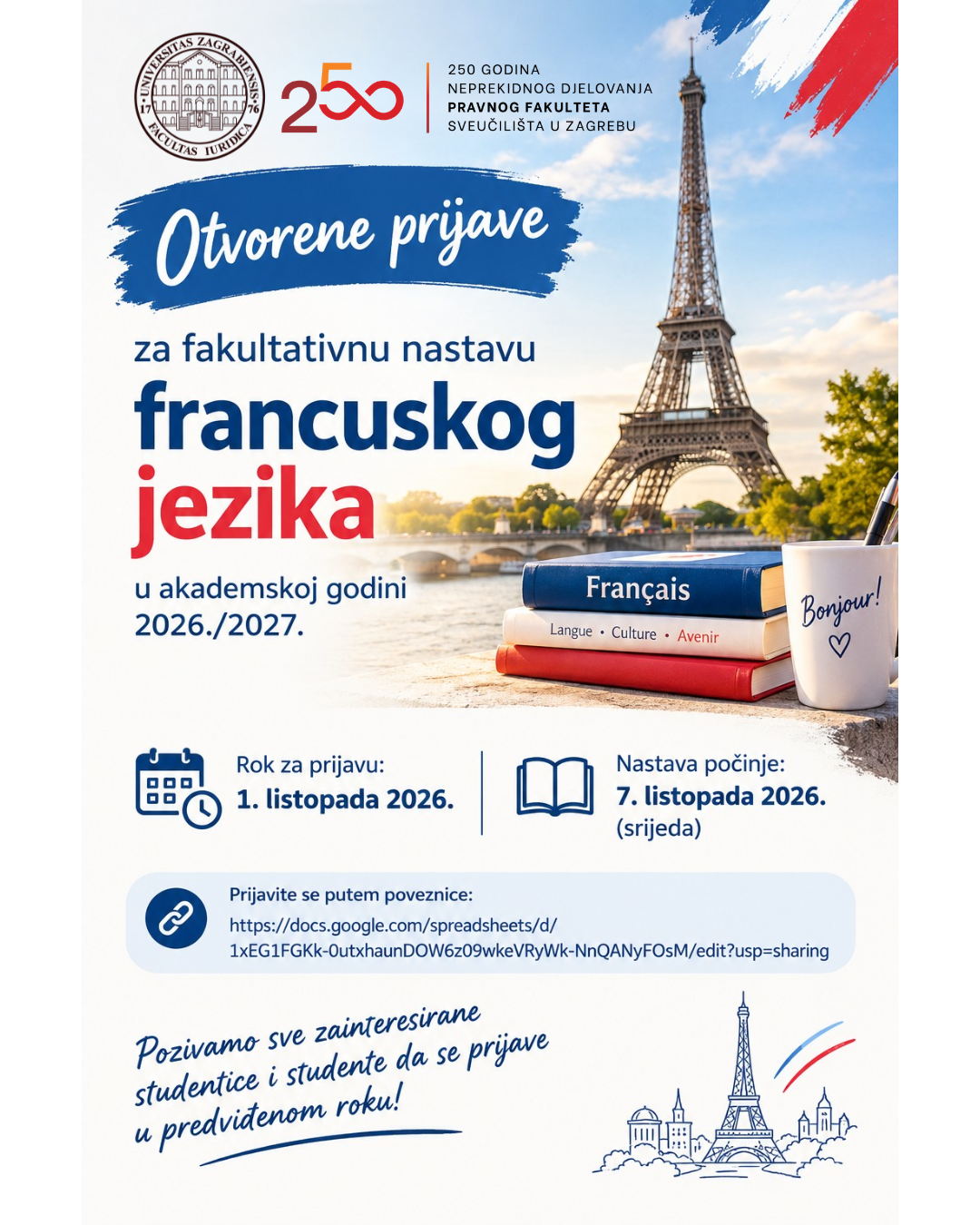 Otvorene prijave za fakultativnu nastavu francuskog jezika